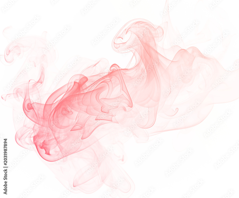 Fototapeta premium Translucent coral smoke plume swirling during a delicate dance isolated on transparent background