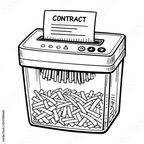 Paper shredder effectively shredding a sensitive contract document to safeguard data privacy and ensure secure information disposal