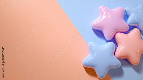 Pastel Star Shapes on Duotone Background – Trendy Abstract Geometric Design made with generative AI