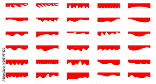 Border shape for website design. Vector banner header and separator. Background section and frame template. Abstract curve top headline. Drops Separator Effects Collection For Poster, App, Banner