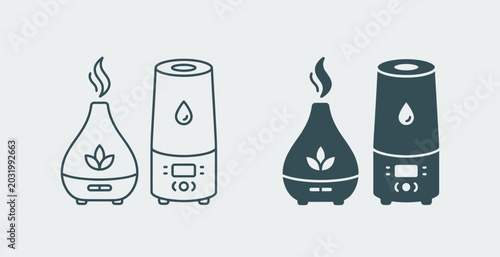 Essential Oil Diffuser and Humidifier Icon Set