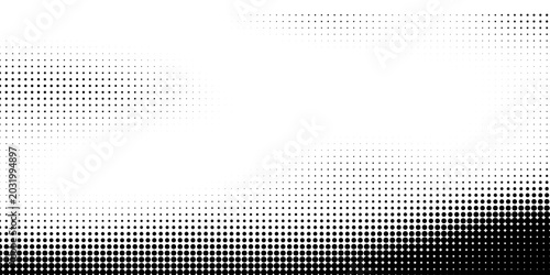 Grunge halftone gradient background. Faded grit noise texture. White and black sand wallpaper. Retro pixelated backdrop. Anime or manga style comic overlay. Vector graphic design textured template