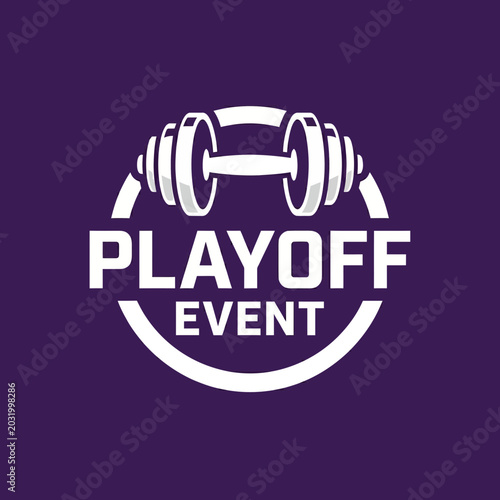 Dynamic Playoff Event Emblem Featuring Fitness Gear on a Purple Circular Background