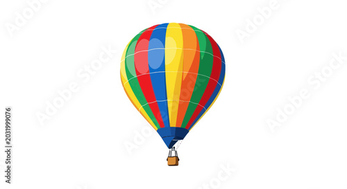 Bild auf Leinwand Colorful hot air balloon with padlock, isolated on white background
