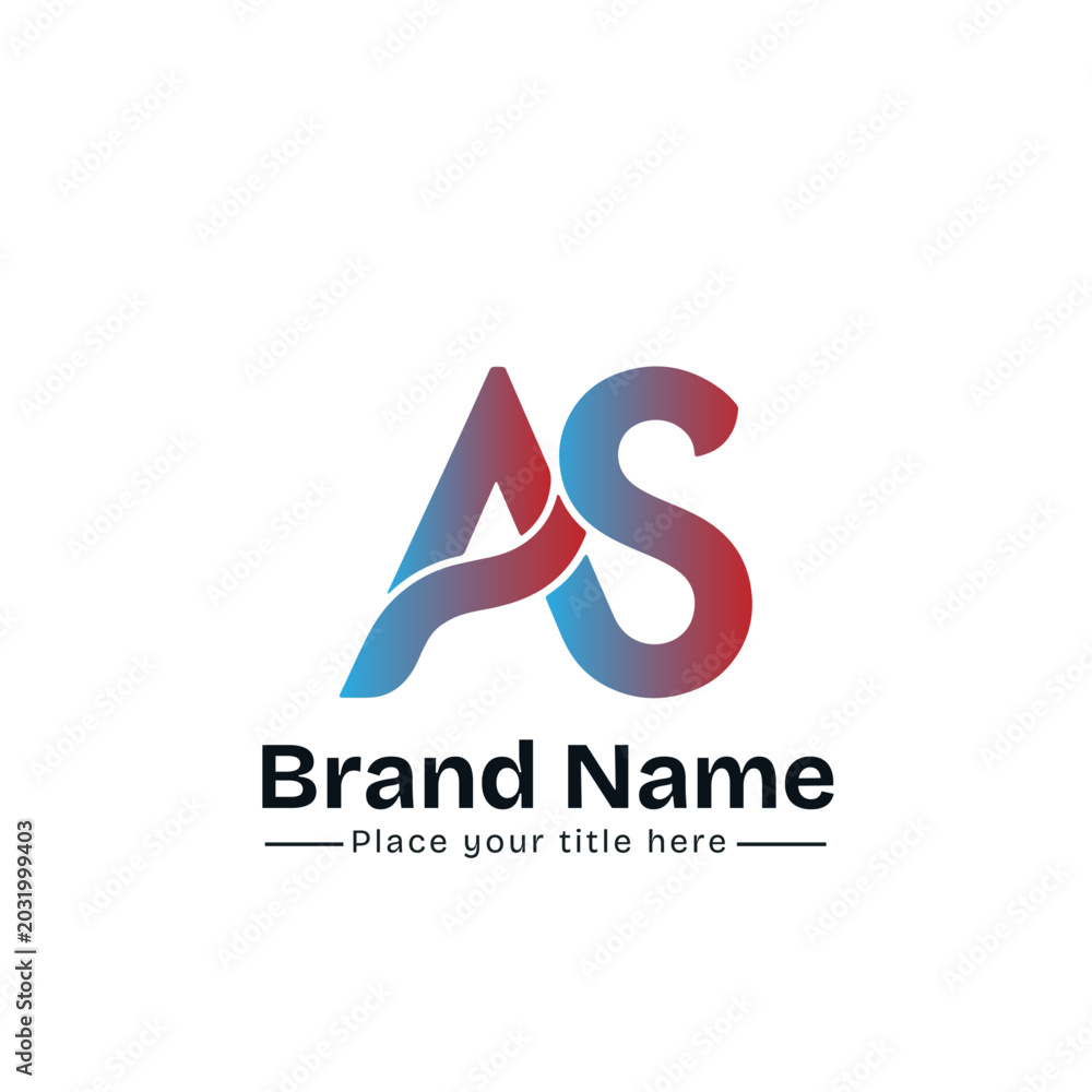 Obraz premium Modern Abstract Letter AS Monogram Logo Design with Interlocking Fluid Waves and Red Blue Gradient for Corporate Corporate Identity, Tech Startup, and Digital Brand Branding