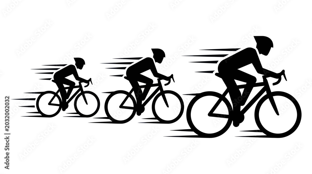 Obraz premium Cyclists Racing Silhouette Vector Illustration