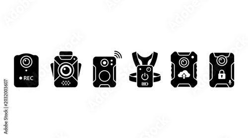 Body Camera and Security Technology Icons Collection