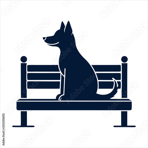 Black Dog Silhouette on White Background, Minimalist Line Art Illustration