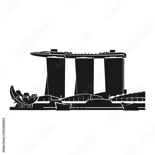 Singapore Cityscape Silhouette: Marina Bay Sands and Boats