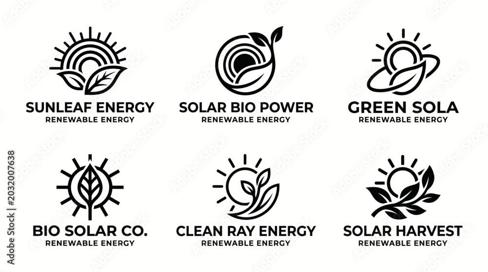 Fototapeta premium Modern Bio Solar Energy Logo Design for Renewable Fuel and Green Technology Compa