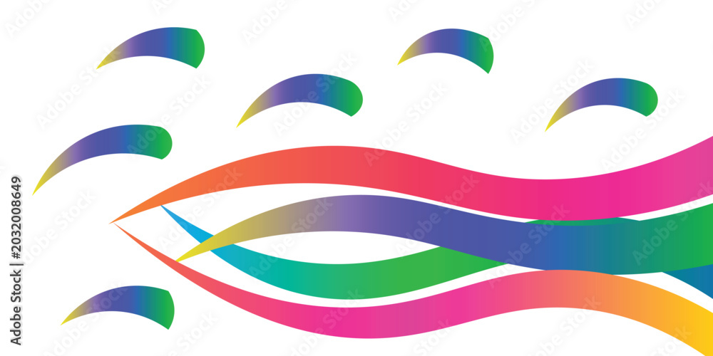 Naklejka premium Elegant Multicolor Wavy Concept Vector Background. Abstract Geometric Motion Layout with Vibrant Floating Curves