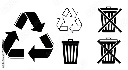 Minimal Recycling and Waste Disposal Icon Set