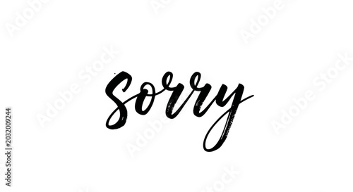 Tableau sur toile Sorry Word Handwritten Calligraphy on White Background