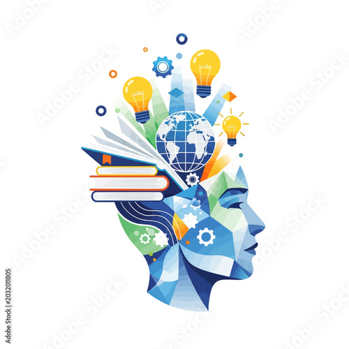 Abstract illustration of education and knowledge with ideas concept