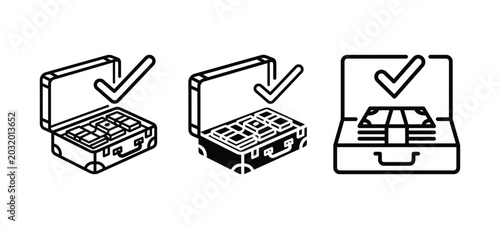 Canvastavla Briefcase with money icons in various states