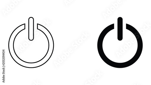 Fotografia Power button icon set in outline and solid glyph style vector