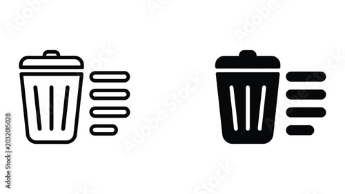 Tableau sur toile Delete list icon set in outline and solid glyph style vector