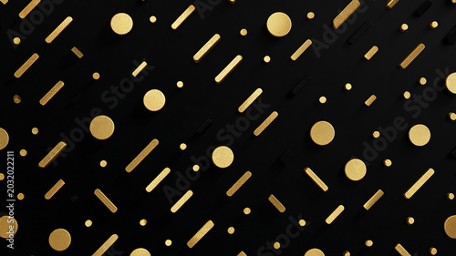Elegant black and gold geometric composition on a dark black background featuring modern metallic shapes, luxury abstract design, and premium decorative elements.  made with generative AI