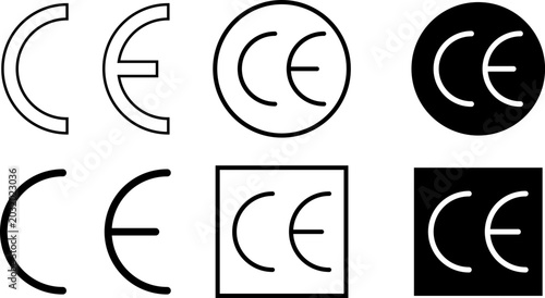 Schilderij op canvas CE marking icon set .Europe conformity icon editable stroke