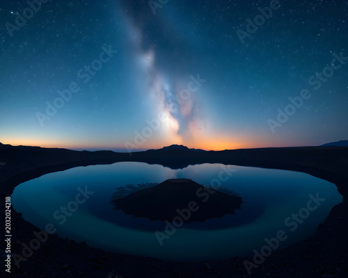 Starry Night Over Volcanic Crater Lake