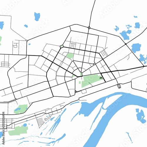 Schilderij op canvas Minimal vector street map of Dzerzhinsk, Nizhny Novgorod Oblast, Russia