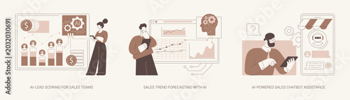 Artificial Intelligence in Sales abstract concept vector illustrations.