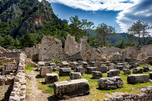 Canvas Print Olympos is an ancient Lycian harbor city set in a lush river valley in Antalya, Turkey