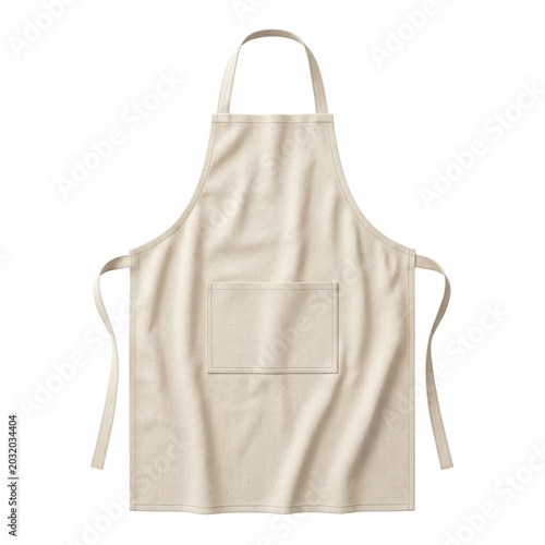 Fotografie Blank natural canvas cooking apron with front pocket