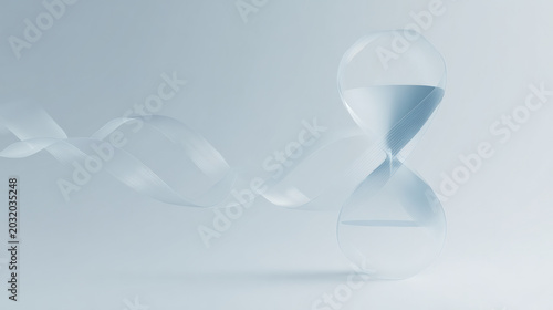 Abstract longevity timeline hourglass time flow glass sand minimalist concept for aging, time management, and future planning