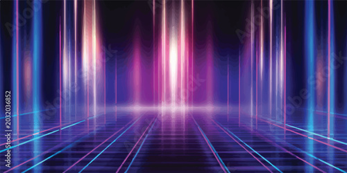 Foto Abstract futuristic neon light background with glowing vertical lines