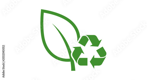 Photos Green leaf recycling symbol logo icon.