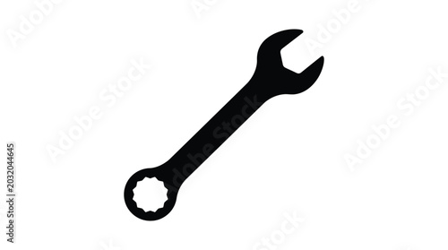 Obraz na płótnie Wrench Silhouette On White Background A Tool For Mechanical Fastening