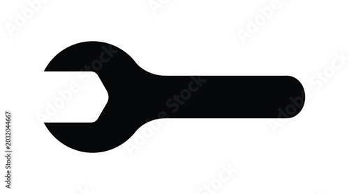 Canvastavla Wrench Silhouette On White Background Simple Tool Icon