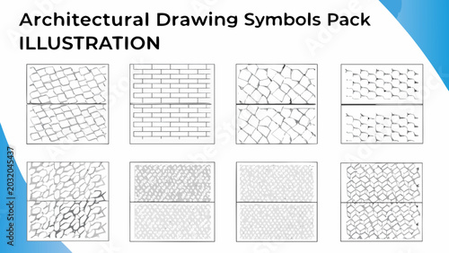 Fotografie Stone wall patterns illustration set featuring brickwork netting and irregular s