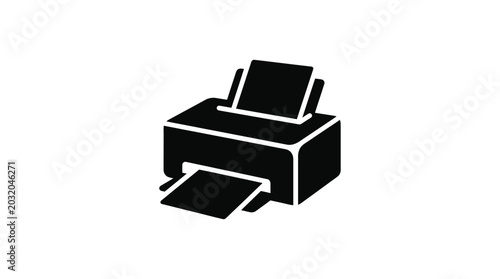 Bilde på lerret Printer Silhouette On White Background Minimalist Graphic Design
