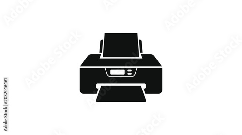 Tableau sur toile Printer Silhouette On White Background Modern Office Equipment Icon