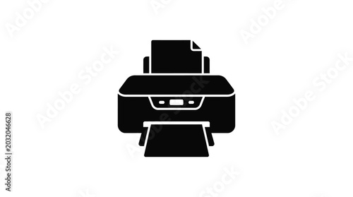 Foto Printer Silhouette On White Background Monochrome Office Equipment