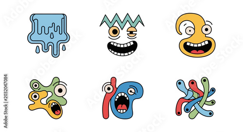 Bild auf Leinwand Colorful cartoon faces with expressions.