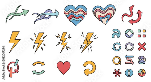 Canvas Print Colorful symbols and icons set.
