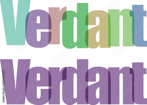 Canvas Print Overlapping verdant text with pastel and purple hues against a clean white backd