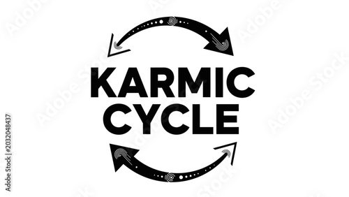 Schilderij op canvas Karmic Cycle Typography Concept with Circular Arrows