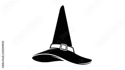 Cuadro en lienzo Black and White Witch Hat Icon
