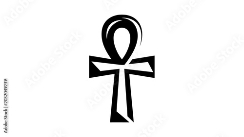 Tableau sur toile Stylized Egyptian Ankh Cross Symbol on White Background