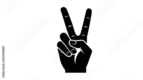Tableau sur toile Victory Sign Hand Gesture Silhouette Icon
