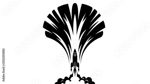 Valokuva Minimalist Rocket Launch Graphic Illustration