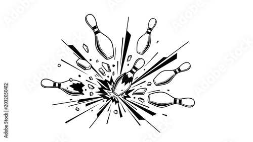 Konstfotografi Bowling Pins Exploding Impact Graphic Illustration