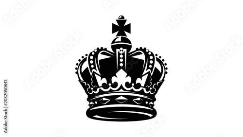 Canvastavla Black Silhouette Royal Crown Icon Isolated on White Background