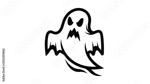 Fotografi Spooky Ghost Silhouette Vector Icon