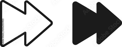 Double forward arrows icons in white and black on a plain background representing speed and progress