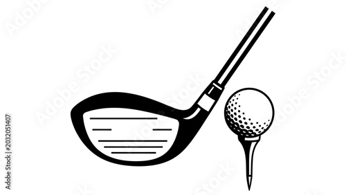Konstfotografi Minimalist Golf Club and Ball on Tee Icon